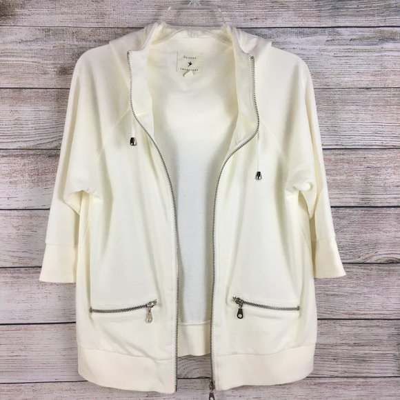 Forever Twenty One High Neck Hoodie Full Zip 3/4 Sleeves - Picture 5 of 12